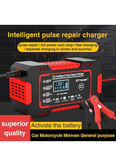 12v6a Motosiklet Araba Akü Şarj Cihazı Akıllı Evrensel Tamir Kurşun-asit Şarj Cihazı