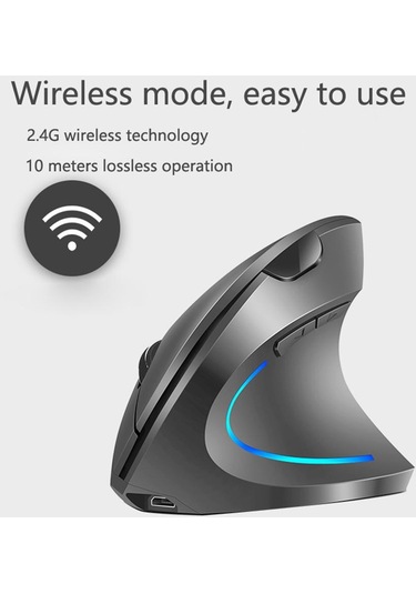 Kablosuz Dikey Şarj Edilebilir Ergonomik 2.4 G Mouse