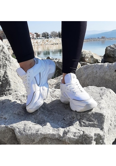 Dunlop 2323 Beyaz Fuspetli Kalın Taban Spor Ayakkabı AYKSAYAK-000500