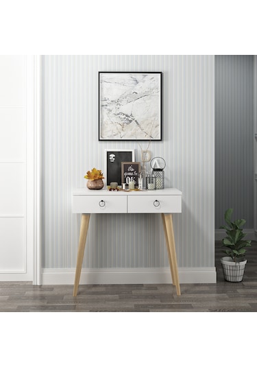 Dekorosso Arden Ahşap Ayaklı Modern Dekoratif Dresuar Beyaz 72cm Beyaz