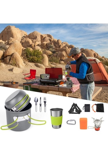 Createtech Taşınabilir Kamp Seti - Yürüyüş, Piknik Ve Pişirme Çözümleri Renkli Skycity 1-2 Kişilik Çok Renkli