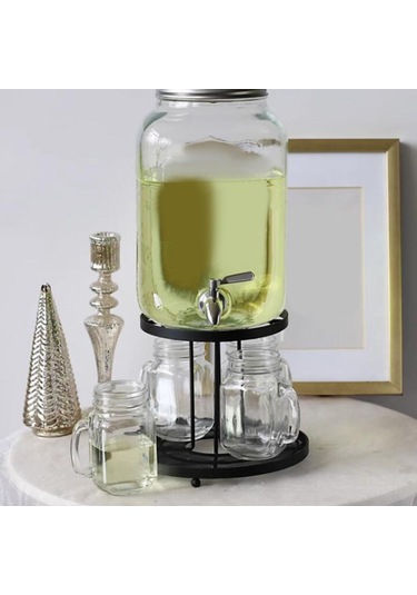 Homyl Ev Eğlencesi Için Şık Cam İçecek Dispenseri Standı Siyah