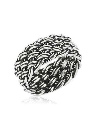 Örme Hasır Model Gümüş Erkek Yüzük Taşsız S008