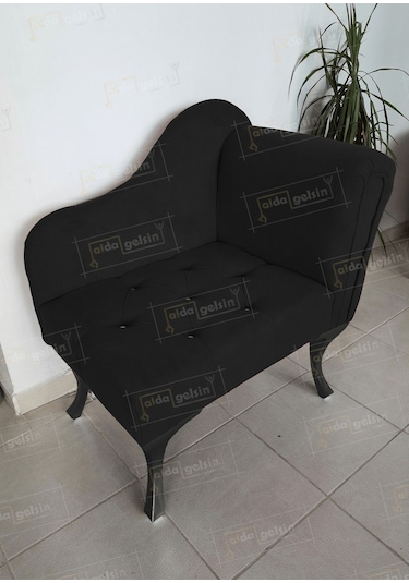 Yeni Model Ters Kol Tekli Köşe Koltuğu Josefin Bench Siyah Ayak Siyah
