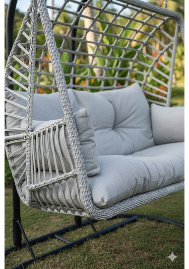Liv Concept Çift Kişilik Rattan Bahçe Salıncağı Açık Gri