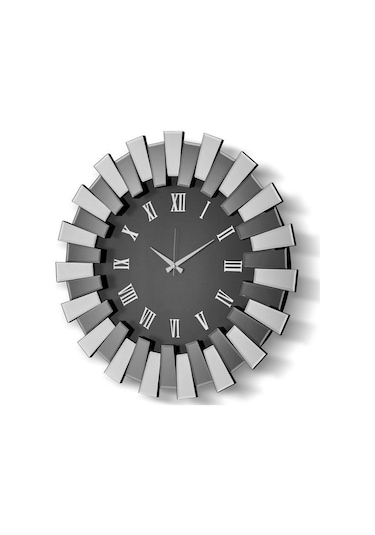 Setabianca Piyano Model Aynalı Duvar Saati Füme Siyah 80 Cm Füme