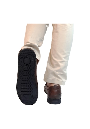 Fiyra Fth02 Kahverengi Hakiki Deri Kaymaz Bağacaksız Erkek Ayakkabı Kahverengi