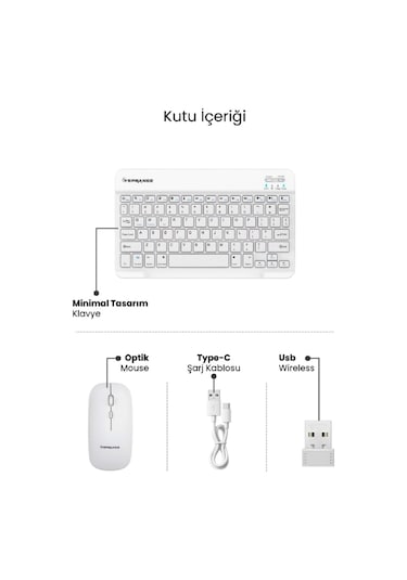 Sprange Sr-k2 Kablosuz Klavye & Mouse Beyaz Lazer