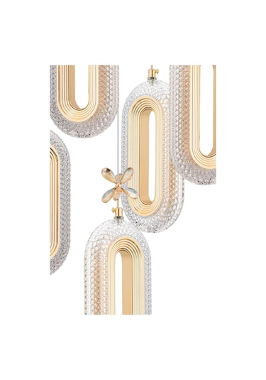 Alfa Led 5'li Gold 3 Renk Ledli Kristal Taşlı Modern Led Avize Gold
