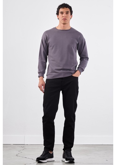 Dufy Antrasit Bisiklet Yaka Regular Fit Erkek Sweatshirt Antrasit