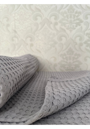 Premium %100 Pamuk Çift Kişilik Yazlık Pike, Yatak Örtüsü, Terletmez Kumaş Gri Renk 240x200cm Gri