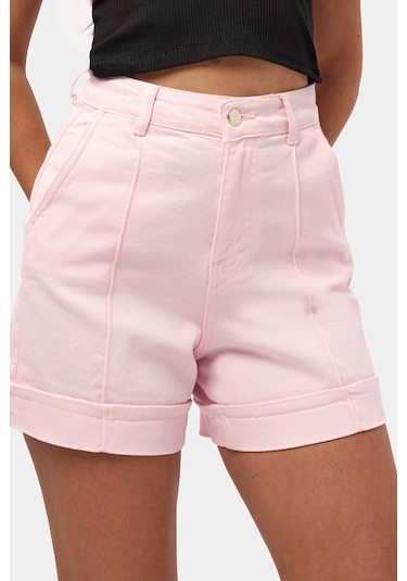 Itsbasic Kadın Light Pembe 6s6-98 Straight Fit Relax Denim Şort