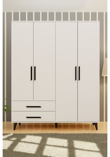 Gm 070-a Novado Siyah Kulplu Ayaklı Gardırop