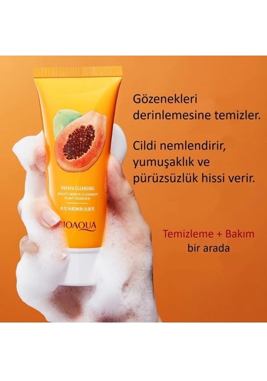 Bioaqua Papaya ve Bitki Özlü Aydınlatıcı Yüz Temizleme Jeli 100 G