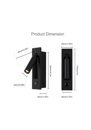 Besthome1 Yatak Odası Okuma Işığı: Esnek Kollu Led Duvar Lambası, 110-240v Siyah, Göz Koruyucu Yumuşak Işık Siyah