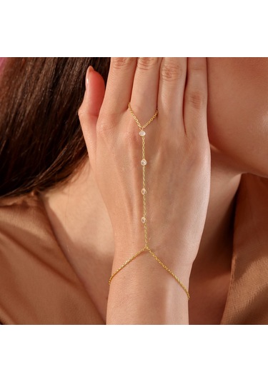 925 Ayar Gümüş El Üstü Zirkon Taşlı Şahmeran Altın