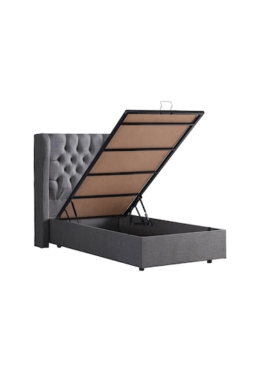 Setaymobilya Baza, Riga Tek Kişilik Baza + Başlık + Comfort Yatak, Gri
