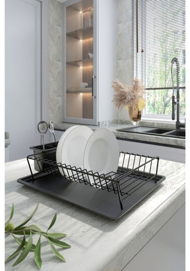 Suntel Tek Katlı Bulaşıklık Siyah+siyah Tepsi