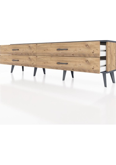 Arges Tv Ünitesi 4 Çekmeceli 176x30x51 Çam-antrasit/çam Antrasıt/atlas Çam