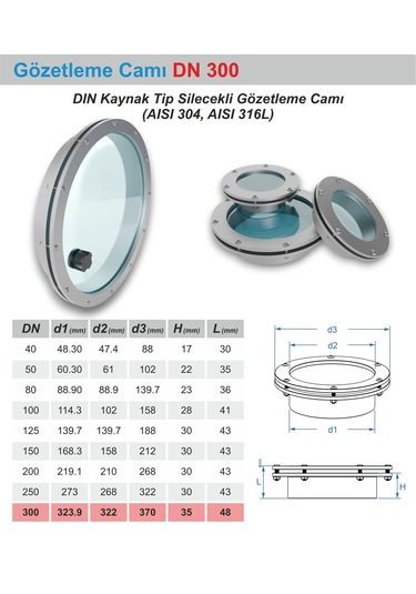 Kaynaklı Gözetleme Camı 300dn