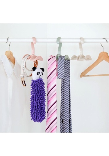 Pembe Rotasyon Elbise Organizatör Çanta Eşarp Dolap Giyim Çanta Depolama Çubuk Depolama Askı Kancası Çanta Asılı Raf Tutucu Kanca Pembe