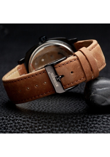 Geeksen Erkekler İçin Klasik İş Saatleri - Kuvars Hareketli, Analog Ekran, Pu Deri Kordon, Siyah 8139 Çok Renkli