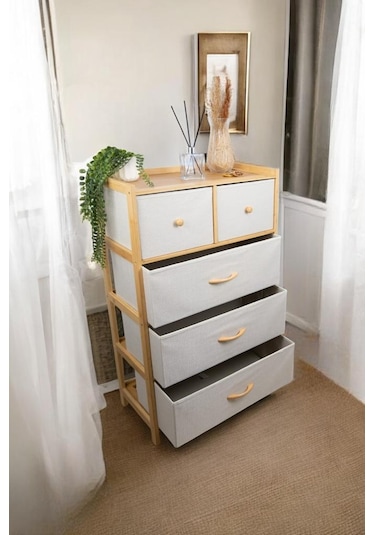 Digithome Bambu 5 Çekmeceli Dolap Çok Amaçlı Düzenleyici Organizer Şifonyer - B9198