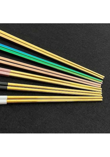 Novahub 10 Adet Yeniden Kullanılabilir 23.5cm Kare Çubuklar, 18/0 Paslanmaz Çelik, Siyah Altın Suşi Hashi, Siyah & Gümüş Renkli, Çevre Dostu, Ce/absertifikalı Gümüş - Siyah