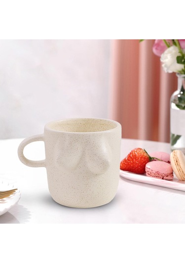 Suntek Kadın Vücut Sanatı Seramik Su Bardağı 300ml Ev Bej Bej