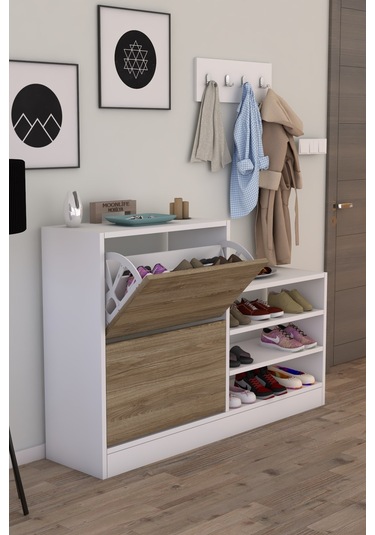 Anatolia 2 Kapak Kayar Raflı Ayakkabılık Çam Çam