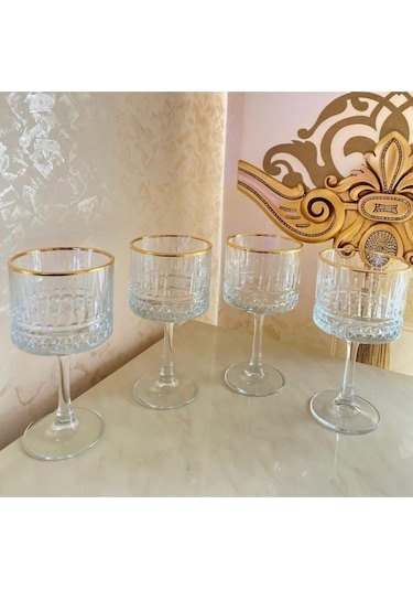 Paşabahçe Elysia 500 Cc Yaldızlı Ayaklı Kase Sunum Bardağı 4 Adet 078Oa 440437-Gold