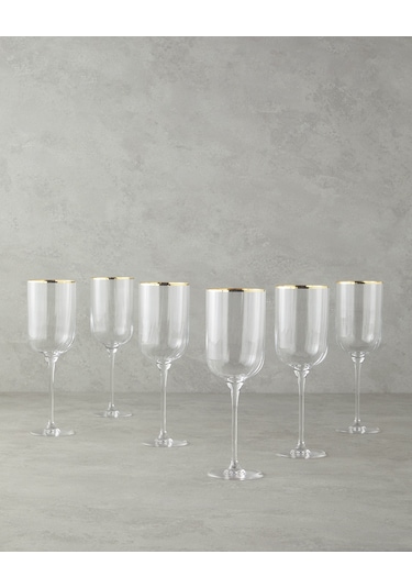English Home Bridgette Cam 6'lı Kadeh 350 Ml Gold Gold
