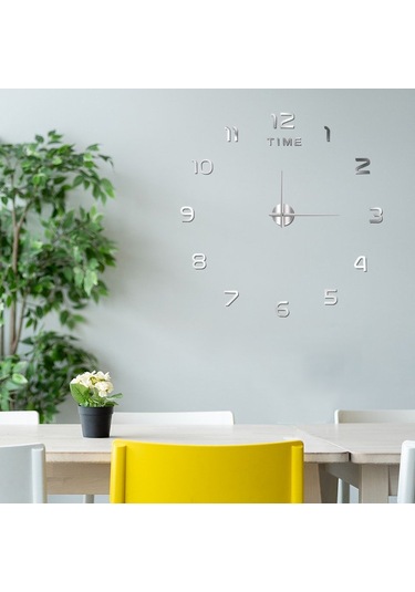 Moveevo Akrilik Gece Aydınlatmalı Sessiz Duvar Saati - Gümüş Renk 40cm, Dıy Dekoratif Rakamlar,简约 Tasarım, Toplu Satış Çok Renki