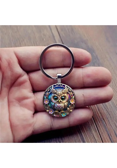 Hombey Mor Akıllı Baykuş Anahtar Zinciri - Anahtar Ve Çanta Aksesuarı