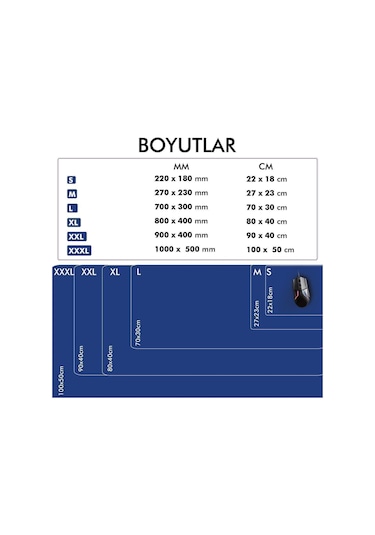 MP05 - 22x18 Small Mavi Gaming Mousepad Ev, Ofis, Oyun