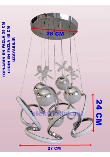 Dmr 5 Toplu Dron Sarkıt Led Avize Krom Kasa Üç Renk 6500k/4000k/3000k Beyaz Ilık/beyaz/sarı Günışı Çok Renkli