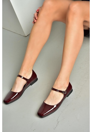 Fox Shoes S726252508 Bordo Rugan Kadın Babet Bordo