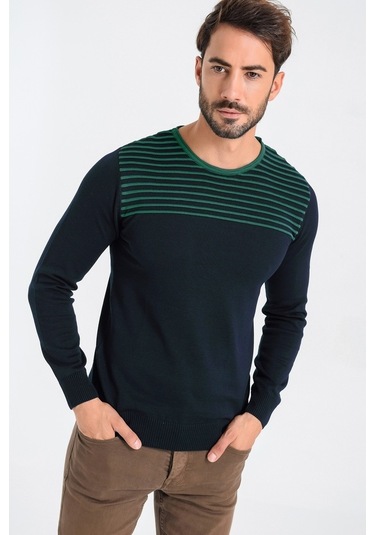 Heyss Bisiklet Yaka Sırt Detaylı Erkek Triko Kazak (381025109) Lacivert