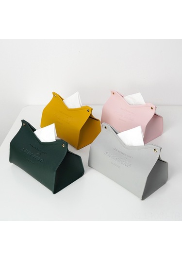 Kosona Ev Otel Mutfak Deri Mendil Kutusu - Modern Minimalist Tasarım, V-şekilli Erişim, Organize Saklama Gri