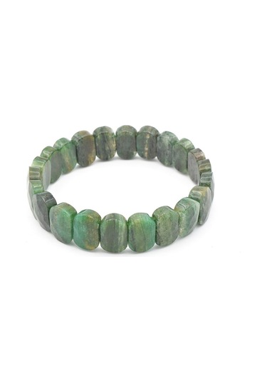 Murty99 Oval Kesim Hakiki Mikaşist Taşı Bileklik Yeşil