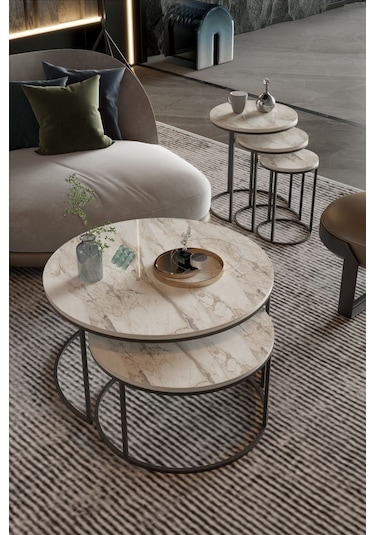 Orta Sehpa Ve Zigon Sehpa Set İkili Lüx C Zigon Efes