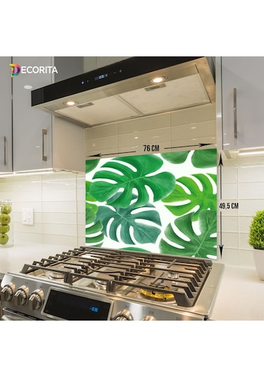 Decorıta Cam Ocak Arkası Koruyucu | Tropik Desen