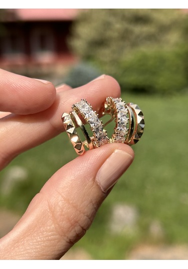 Bymerve Bym587 Silver Renk Zirkon Taşlı Abiye Günlük Şık Kadın Çelik Küpe Gümüş