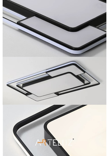 Dikdörtgen Model Modern Plafonyer Avize 90x60 Cm Siyah