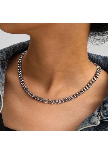 Gümüş Erkekler Kadınlar İçin 9 Boyutu Bilezikler Paslanmaz Çelik Curb Küba Link Zinciri Bilezikler Parti Takı Hediye 50cmx7mm