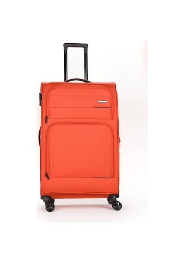 Fossil Unisex Kumaş Büyük Boy Ultra Hafif Şifreli Körüklü Kendi Etrafında Dönebilen Valiz 013-01 Turuncu
