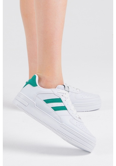 Tonny Black Unisex Beyaz Yeşil Yanı Çizgili Bağcıklı Rahat Kalıp