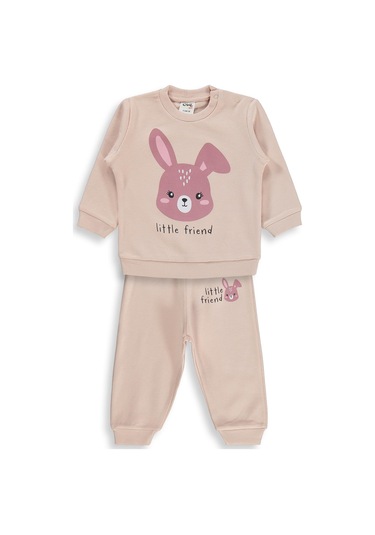 Civil Baby Tavşan Baskılı 6-18 Ay Takım - Pudra