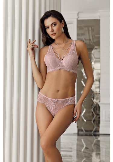 Luw 4083 Pudra Renk Dolgusuz Sütyen Külot 2li Takım Pudra