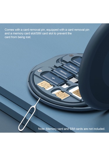 Symbee Remax Rc-190 Mavi 60w Çok Fonksiyonlu Şarj Kablosu Saklama Kutusu - 3a Akım, 480mbps Transfer, Çoklu Arayüz Abs+pvc